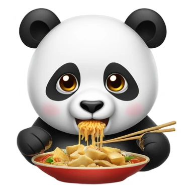 panda eating chinese food sticker