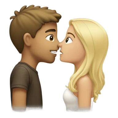 blonde bair boy kissing brunette girl  sticker