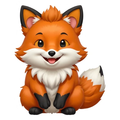 Floofy the Creampuff fox blackish away laughing, chubby. Black paws orange color sticker