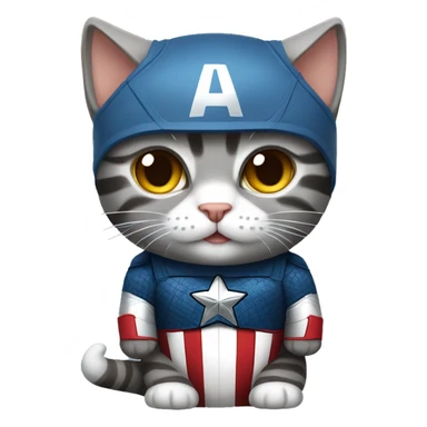 gray tabby cat wearing a Captain America costume  sticker
