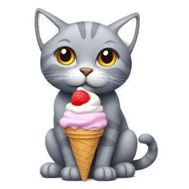 Grey cat eating ice cream  sticker
