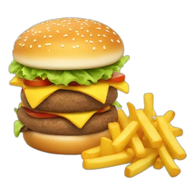Hamburger eating fries sticker