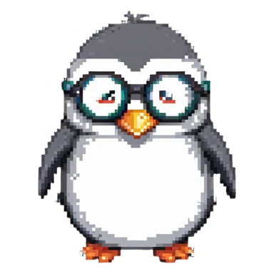 cute penguin head with round glasses, smart looking sticker