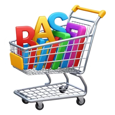 shopping cart with AI letters inside sticker
