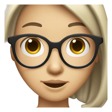 make an emoji of a girl with black hair, light skinned and round glasses sticking her tongue out with furrowed eyebrows and happy sticker