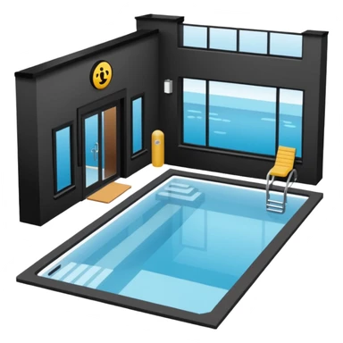 Hotel indoor Pool with entrance door and gym next to it  sticker