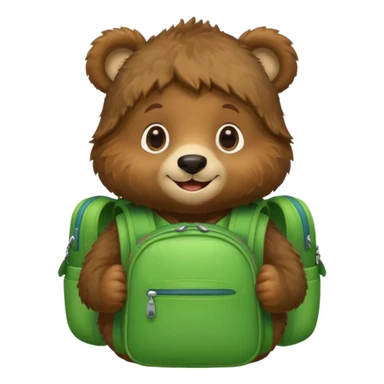 baby bear wear green backpack sticker