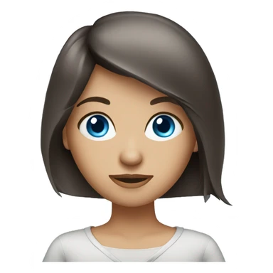 Brunette girl blue eyes with laptop sticker