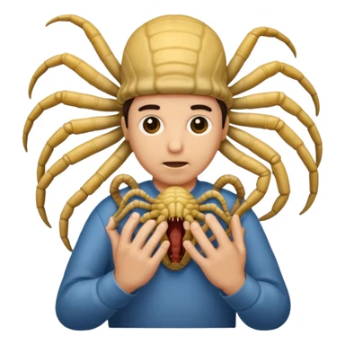 man with Baby Facehugger on his face sticker