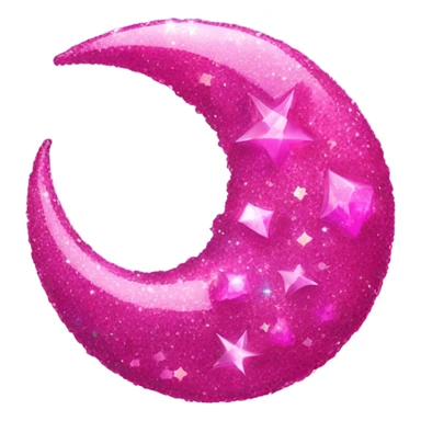 Hot pink crystallized crescent moon with glitter sticker