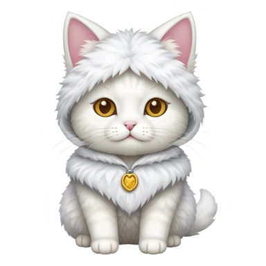 white cat wearing a costume sticker