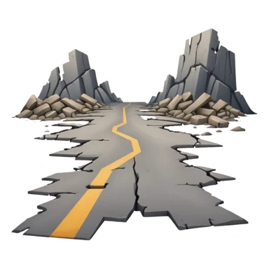 ruined town with horizontal destroyed road sticker