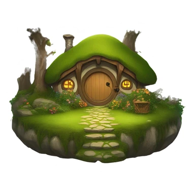 a hobbit house in a magical forest sticker