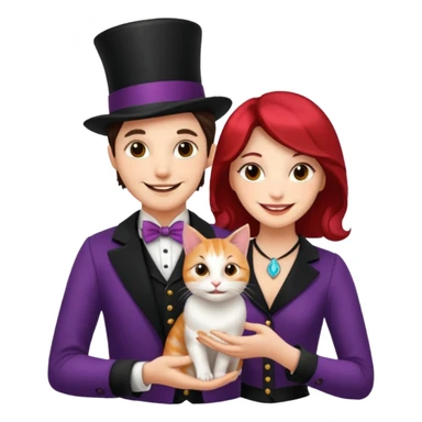 magician couple and their pet cat sticker