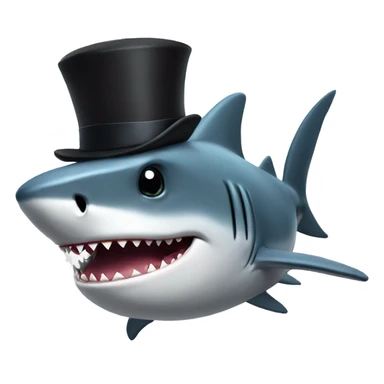 shark whit tophat sticker