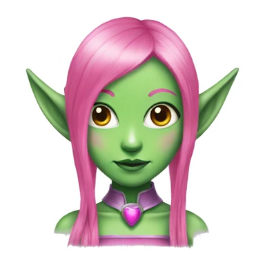 green alien girl with elf ears pink hair sticker