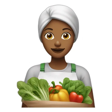 Une femme ideuse vegan qui mange des légume  sticker