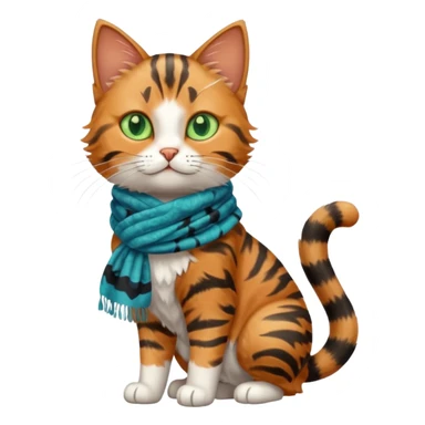 Cat wear a blue scarf, full body sticker