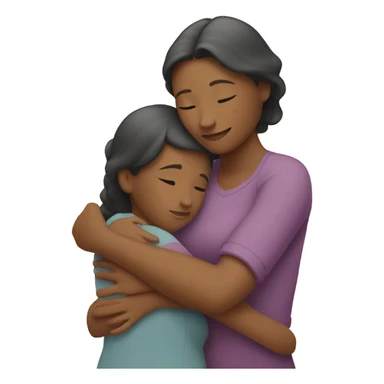 Mom and daughter hugging sticker