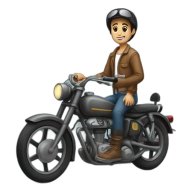 Boy with old motar bike sticker