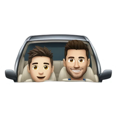 messi and cristano ronaldo in a car sticker