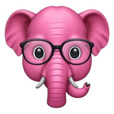 crear un emoji de un elefante rosadito con lentes de lectura grandes y negros  sticker