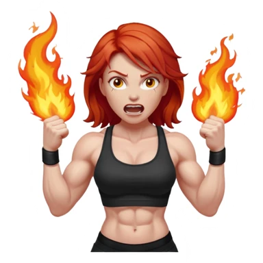 burning angry bodybuilder red haired woman sticker