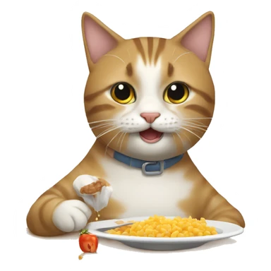 un gato comiendo un pez sticker