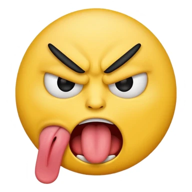 an angry emoji with his tounge sticking out sticker
