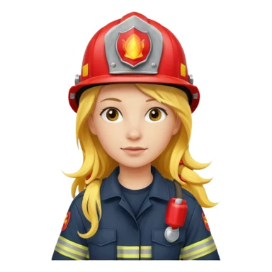 girl fireman with long yellow hair sticker