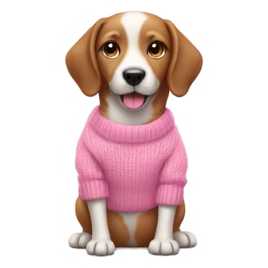 Cute dog wearing a pink sweater sticker