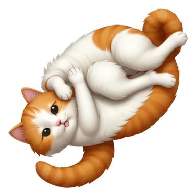 ginger and white small cat in funny positions upside down with eyes closed sticker