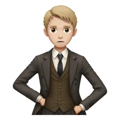 Poor Victorian laborer cowering in front of an English solicitor sticker