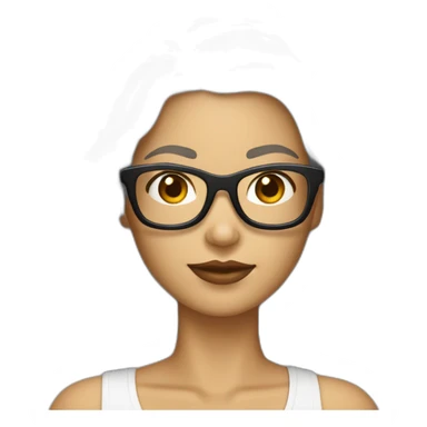 femme blanche brune avec une coupe au carré et lisses et des lunettes sticker