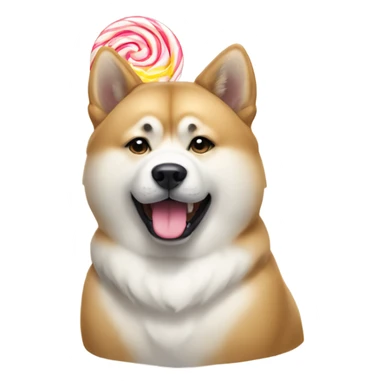 Akita with a candy sticker