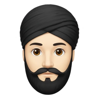 Make me an emoji of a man wearing a black turban, with a beard, and white skin. sticker