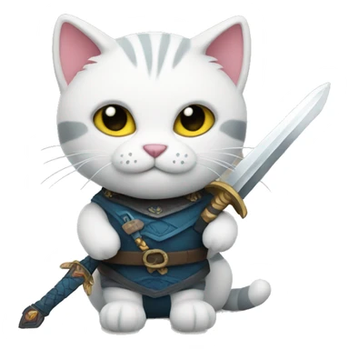 Cat plushie with a sword sticker