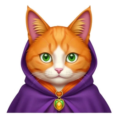 pussy orange cat green eyes, in purple cloak sticker