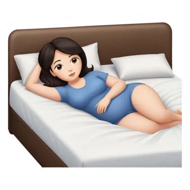 Curvy dark hair sfw bed pose sticker