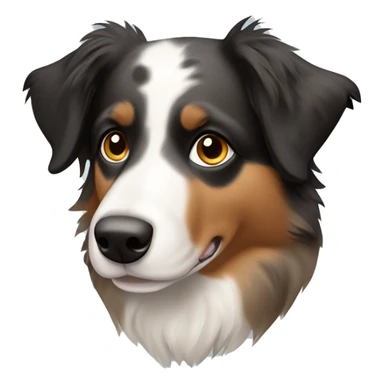 Australian Shepherd dog with mostly black markings, a small white dribble marking on the forehead  sticker