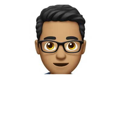  guy with short black hair and glasses, editing videos on a computer sticker