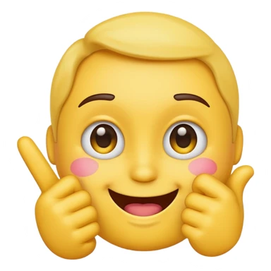 An emoji blushing with the shy finger guns sticker