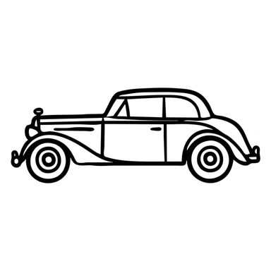 Vintage car icon, classic automobile sticker