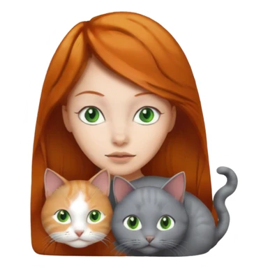 Ginger haired white girl and her gray cat with green eyes sticker