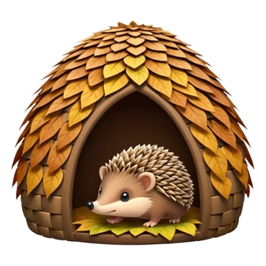 Hedgehog hut made of leaves sticker