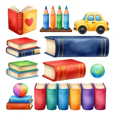 watercolor books and toys sticker