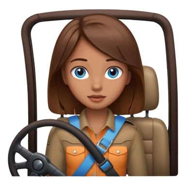 girl in a jeep, blue eyes and brown hair sticker