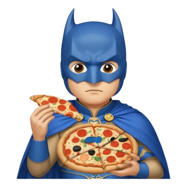 batman, wearing blue ancient chinese custome, with pizza sticker