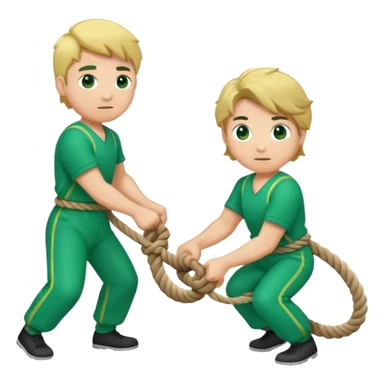 players in green jumpsuits playing intense tug-of-war sticker