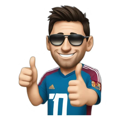 lionel messi with sunglasses and argentinan tshirt doing thumbs up sticker